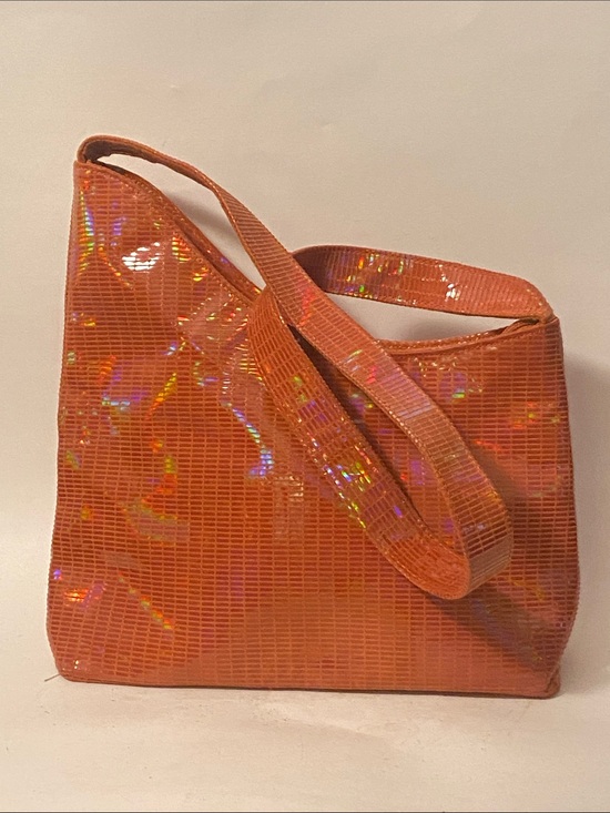 Judi Z Handbags - Judi Z shoulder bag tote assymetric shimmer burnt orange holographic snakeskin